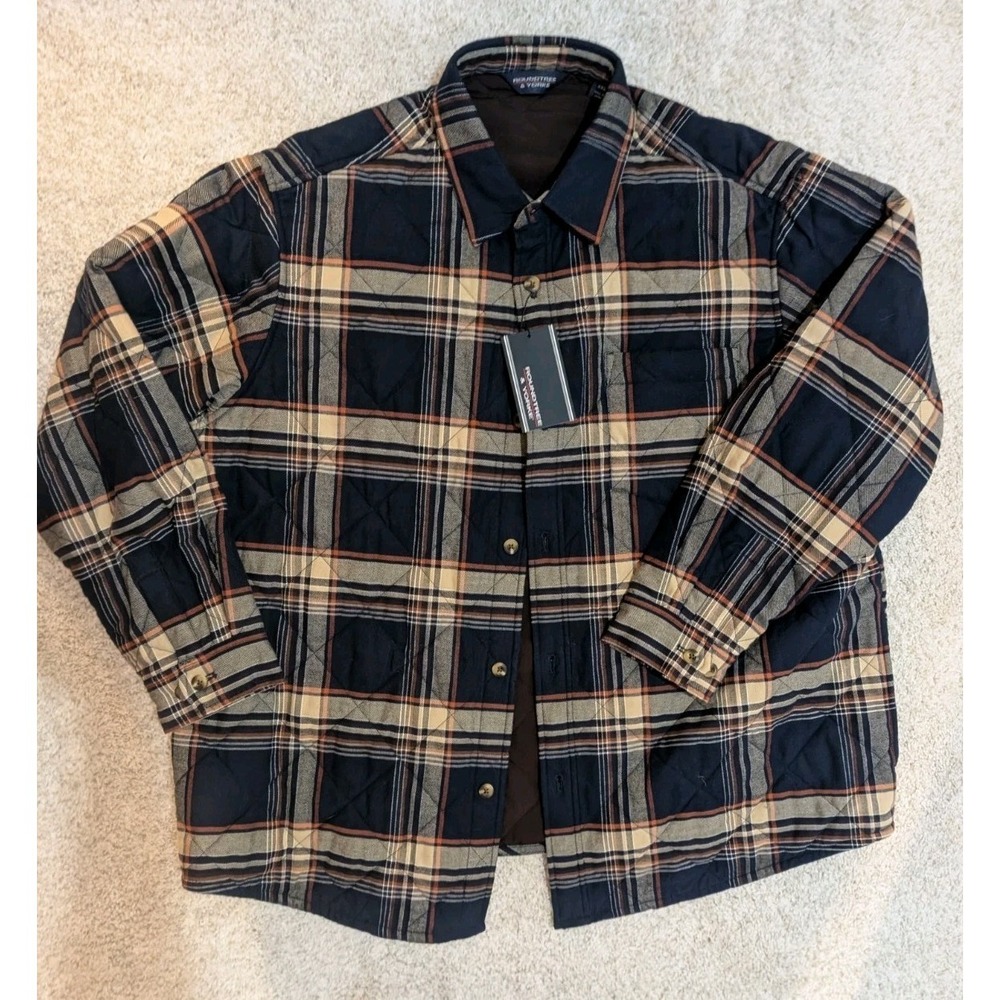 Men's Navy Chore Heavy Quilted Shirt Jacket Shacket XXL Workwear 2XL - Picture 3 of 16